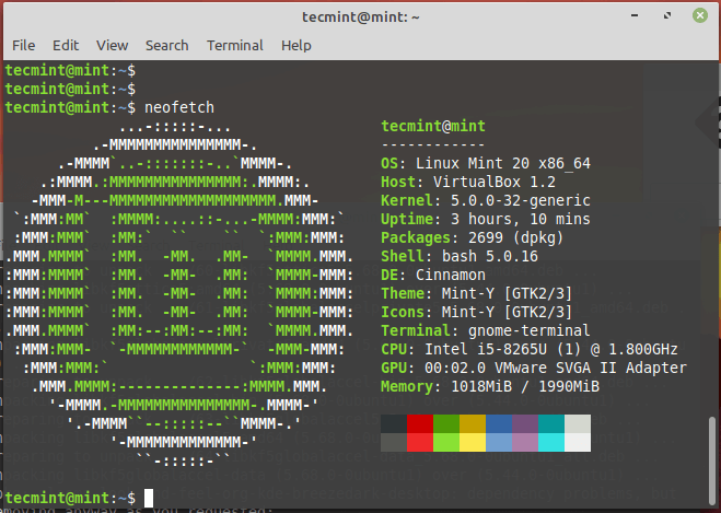 Linux Mint 20情報を表示する