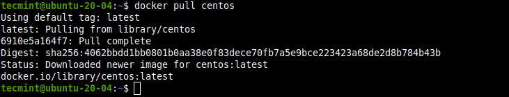 CentOS Dockerイメージをダウンロード