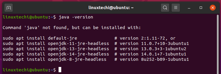 UbuntuでのJavaインストールの確認