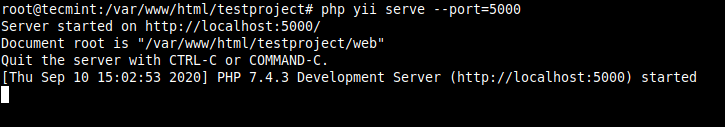 Yii開発サーバーを別のポートで実行する
