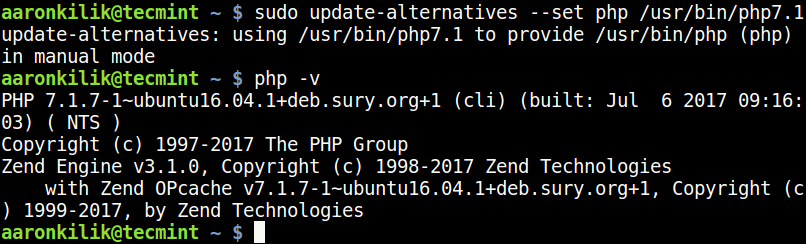 UbuntuでPHP7.1バージョンを設定する