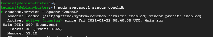 CouchDBステータスを確認する