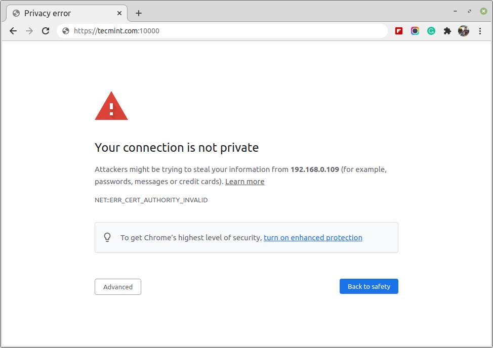 SSL接続の警告