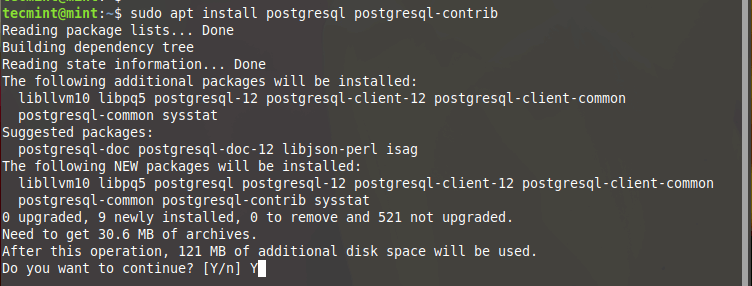 LinuxMintにPostgreSQLをインストールする