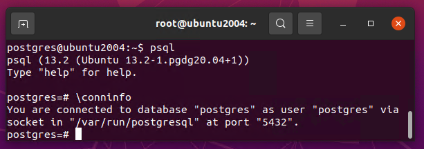 Ubuntu20.04のPostgreSQL接続情報