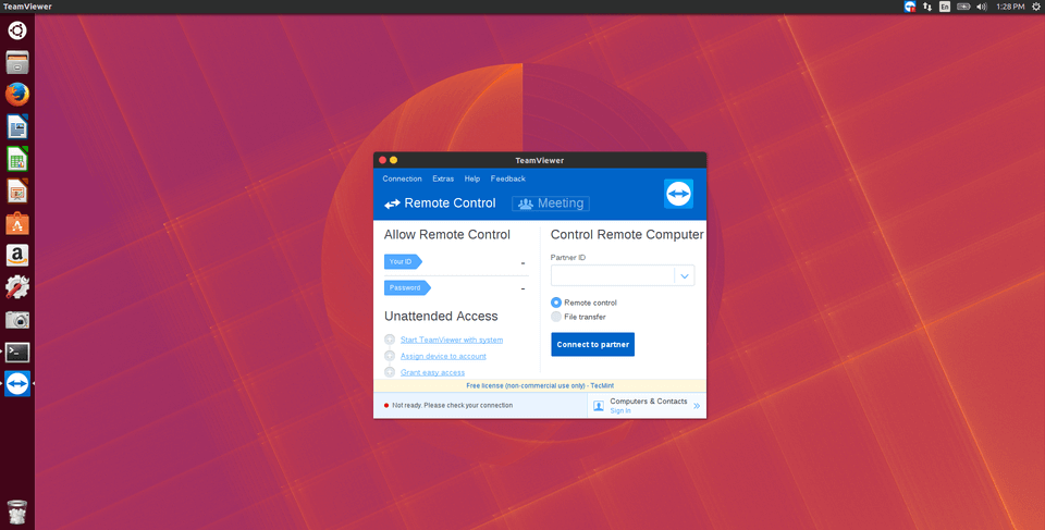 Ubuntu20.04で実行されているTeamViewer