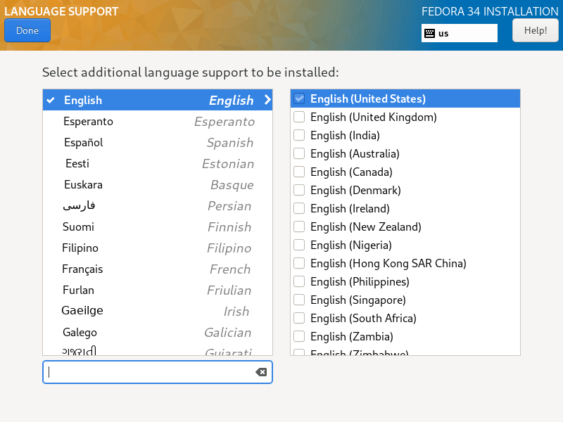 言語サポートの設定